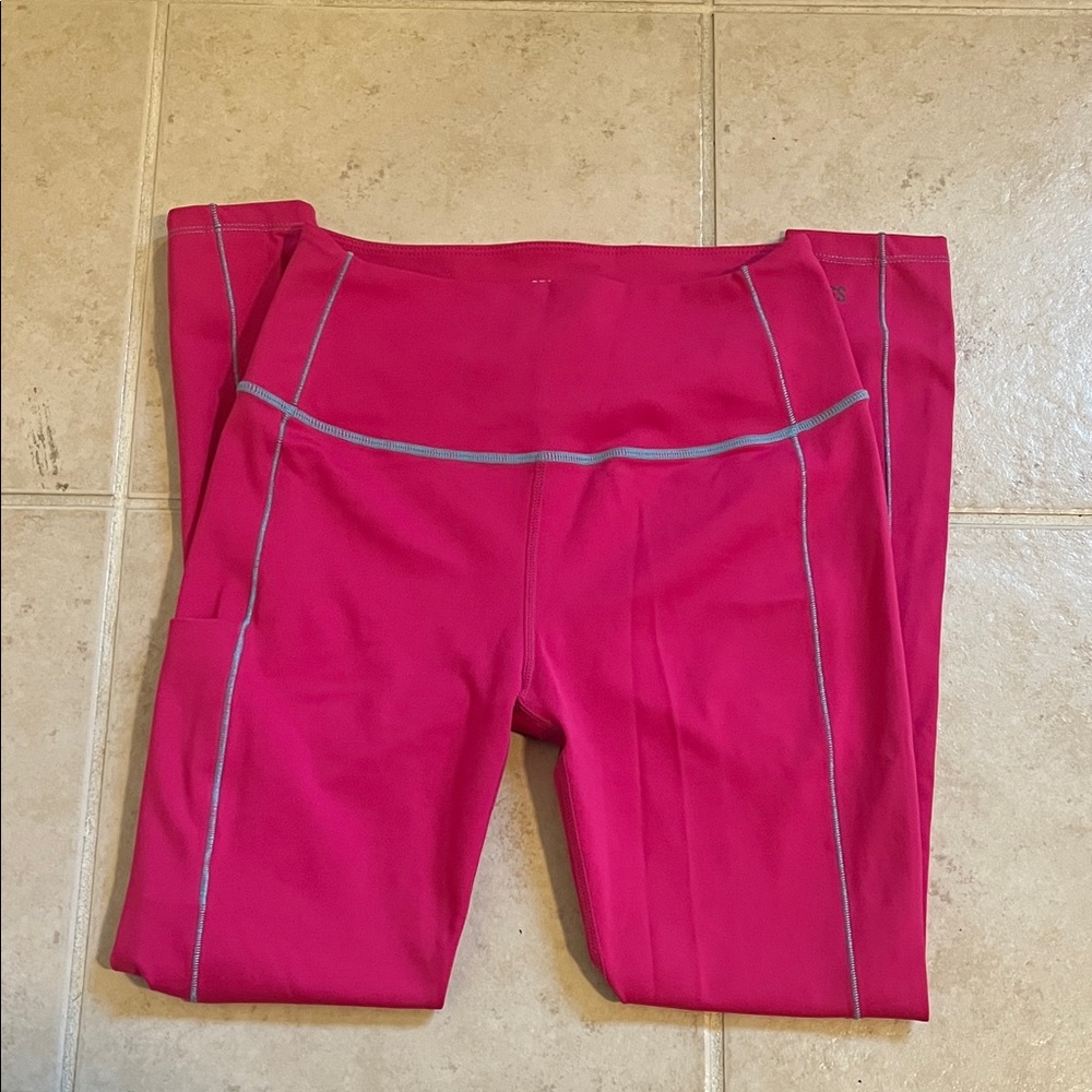 Splits 59 Hot Pink Leggings with Blue Stitching
